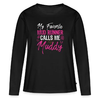 Funny Mud Run Mudder Muddy Sistas Mud Squad - Women's Premium Organic Long Sleeve Shirt - black - Front - Julia (174cm)