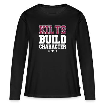 Kilt écossais - T-shirt manches longues Premium bio Femme - noir - Devant - Julia (174cm)
