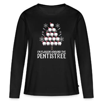 Hygiène dentaire Hygiéniste dentaire Nettoyage des dents - T-shirt manches longues Premium bio Femme - noir - Devant - Julia (174cm)