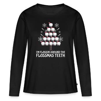 Hygiène dentaire Hygiéniste dentaire Nettoyage des dents - T-shirt manches longues Premium bio Femme - noir - Devant - Julia (174cm)