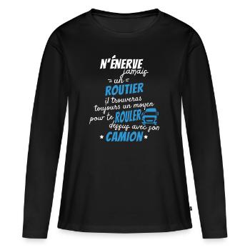 Puissance Routière - T-shirt manches longues Premium bio Femme - noir - Devant - Julia (174cm)