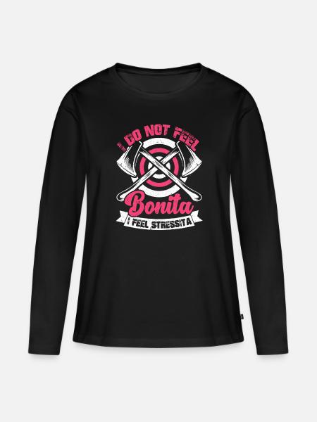 Axtwerfen - Frauen Premium Bio Langarmshirt - Schwarz