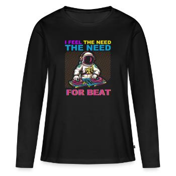 Funny DJ EDM disc jockey - Women's Premium Organic Long Sleeve Shirt - black - Front - Julia (174cm)