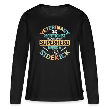 Réceptionniste vétérinaire - T-shirt manches longues Premium bio Femme - noir - Devant - Julia (174cm)