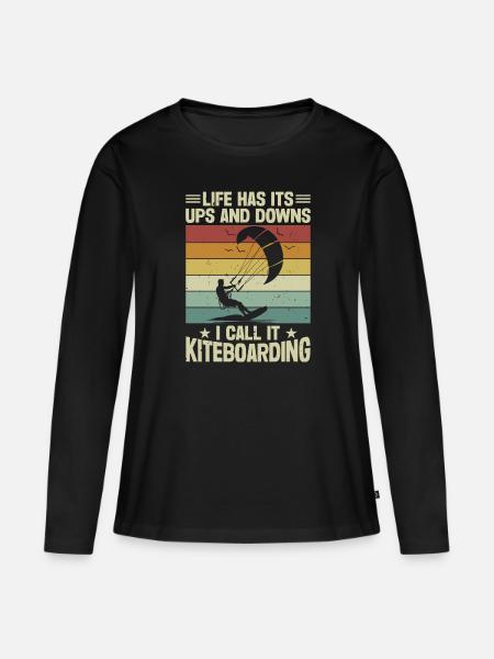 Kiteboarding Kitesurf - Frauen Premium Bio Langarmshirt - Schwarz