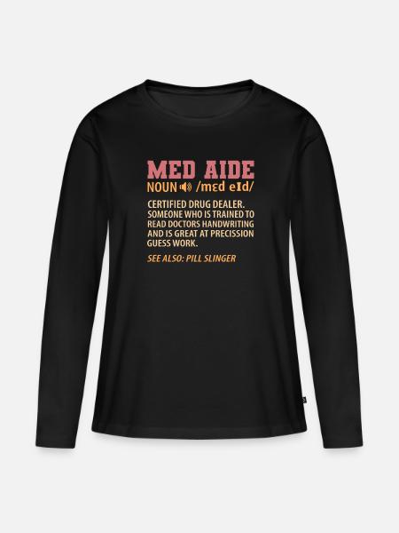 Medication Aide Med Aide - Frauen Premium Bio Langarmshirt - Schwarz