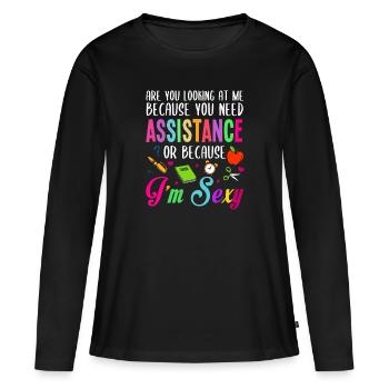Directeur adjoint - T-shirt manches longues Premium bio Femme - noir - Devant - Julia (174cm)