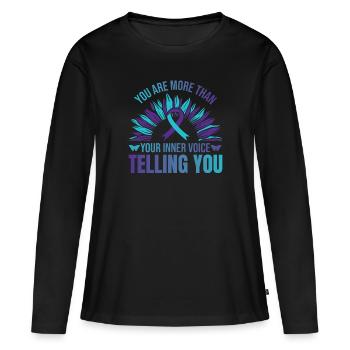 Prévention des suicides : conseiller en suicide - T-shirt manches longues Premium bio Femme - noir - Devant - Julia (174cm)