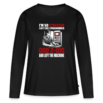 Machiniste Opérateur de machine CNC - T-shirt manches longues Premium bio Femme - noir - Devant - Julia (174cm)