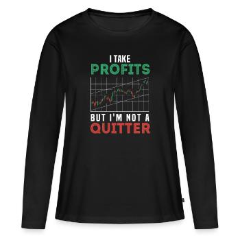 Trader boursier - T-shirt manches longues Premium bio Femme - noir - Devant - Julia (174cm)