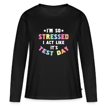 Jour du test de l’enseignant - T-shirt manches longues Premium bio Femme - noir - Devant - Julia (174cm)