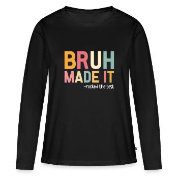 Jour du test de l’enseignant - T-shirt manches longues Premium bio Femme - noir - Devant - Julia (174cm)