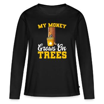 Maple syrup making maple tapping - Women's Premium Organic Long Sleeve Shirt - black - Front - Julia (174cm)