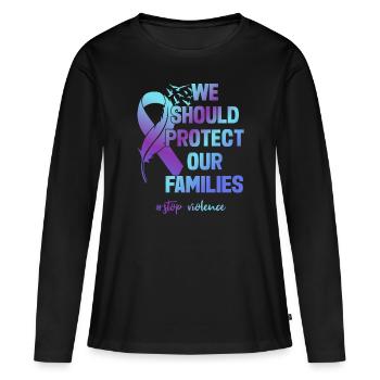 Family Domestic violence Awareness - Women's Premium Organic Long Sleeve Shirt - black - Front - Julia (174cm)