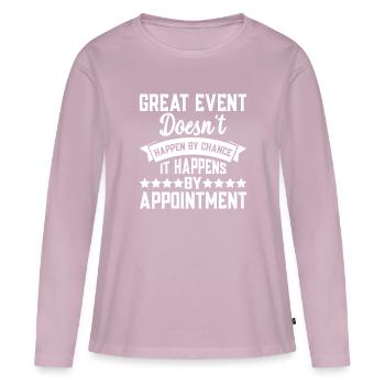 Planificateur d’événements - T-shirt manches longues Premium bio Femme - rose poudré - Devant - Julia (174cm)