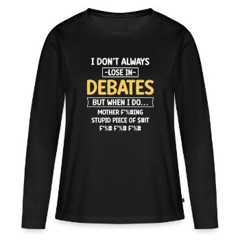 Equipe de débat - T-shirt manches longues Premium bio Femme - noir - Devant - Julia (174cm)