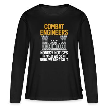 Ingénieur de combat - T-shirt manches longues Premium bio Femme - noir - Devant - Julia (174cm)