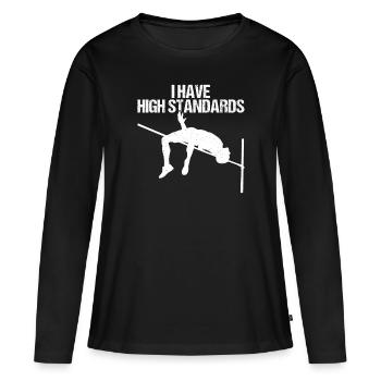 Saut en hauteur - T-shirt manches longues Premium bio Femme - noir - Devant - Julia (174cm)