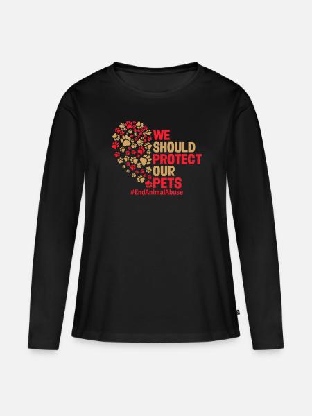Stop Animal abuse - Frauen Premium Bio Langarmshirt - Schwarz