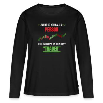 Trader boursier - T-shirt manches longues Premium bio Femme - noir - Devant - Julia (174cm)