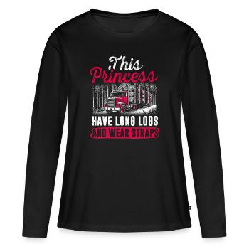 Log Truck Driver Timber Lorry Funny Logging Truck - Women's Premium Organic Long Sleeve Shirt - black - Front - Julia (174cm)