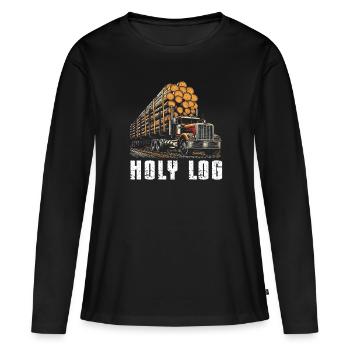 Log Truck Driver Timber Lorry Funny Logging Truck - Women's Premium Organic Long Sleeve Shirt - black - Front - Julia (174cm)
