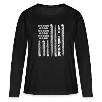 Log Truck Driver Timber Lorry Funny Logging Truck - Women's Premium Organic Long Sleeve Shirt - black - Front - Julia (174cm)