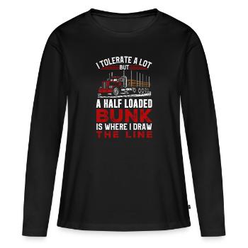 Log Truck Driver Timber Lorry Funny Logging Truck - Women's Premium Organic Long Sleeve Shirt - black - Front - Julia (174cm)