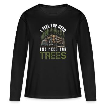 Log Truck Driver Timber Lorry Funny Logging Truck - Women's Premium Organic Long Sleeve Shirt - black - Front - Julia (174cm)