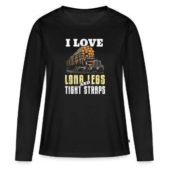 Log Truck Driver Timber Lorry Funny Logging Truck - Women's Premium Organic Long Sleeve Shirt - black - Front - Julia (174cm)