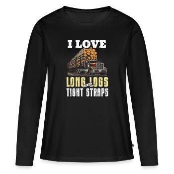 Log Truck Driver Timber Lorry Funny Logging Truck - Women's Premium Organic Long Sleeve Shirt - black - Front - Julia (174cm)