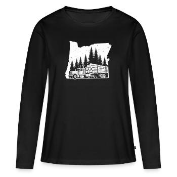 Log Truck Driver Timber Lorry Funny Logging Truck - Women's Premium Organic Long Sleeve Shirt - black - Front - Julia (174cm)