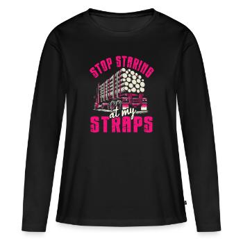 Log Truck Driver Timber Lorry Funny Logging Truck - Women's Premium Organic Long Sleeve Shirt - black - Front - Julia (174cm)
