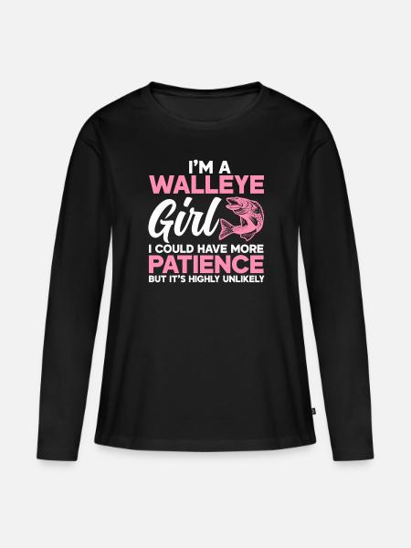 Walleye Fishing - Frauen Premium Bio Langarmshirt - Schwarz