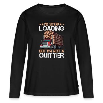 Log Truck Driver Timber Lorry Funny Logging Truck - Women's Premium Organic Long Sleeve Shirt - black - Front - Julia (174cm)