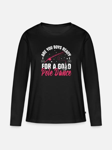 Fishing girl - Frauen Premium Bio Langarmshirt - Schwarz
