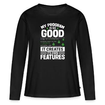 Programmeur informatique Programmation informatique - T-shirt manches longues Premium bio Femme - noir - Devant - Julia (174cm)