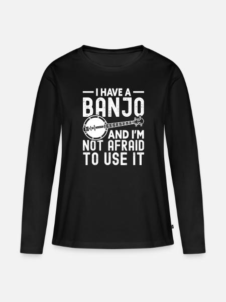 Bluegrass Banjo - Frauen Premium Bio Langarmshirt - Schwarz