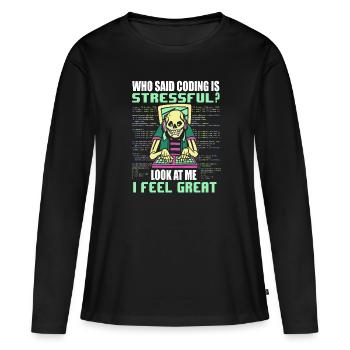 Programmeur informatique Programmation informatique - T-shirt manches longues Premium bio Femme - noir - Devant - Julia (174cm)