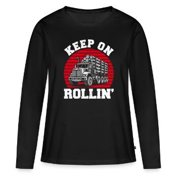 Log Truck Driver Timber Lorry Funny Logging Truck - Women's Premium Organic Long Sleeve Shirt - black - Front - Julia (174cm)