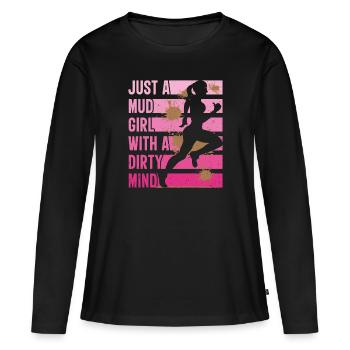 boue course boue fille - T-shirt manches longues Premium bio Femme - noir - Devant - Julia (174cm)