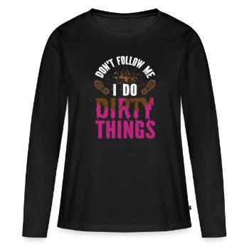 boue course boue fille - T-shirt manches longues Premium bio Femme - noir - Devant - Julia (174cm)
