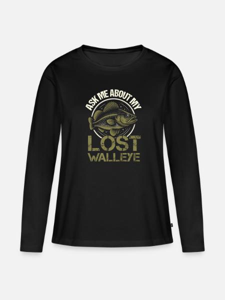 Walleye Fishing - Frauen Premium Bio Langarmshirt - Schwarz