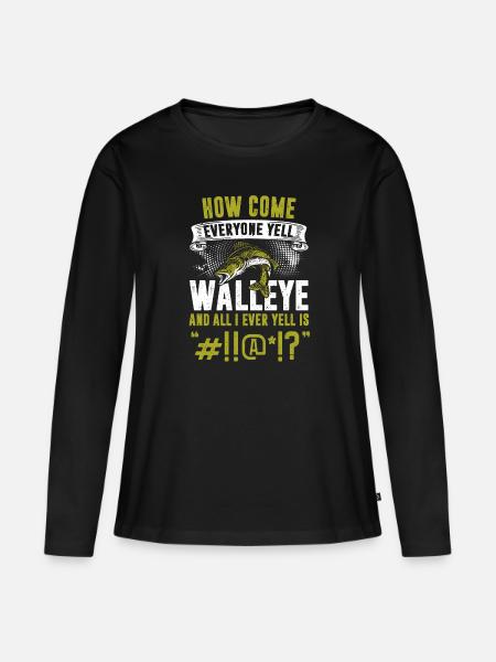 Walleye Fishing - Frauen Premium Bio Langarmshirt - Schwarz
