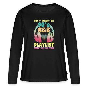 Artiste R&B des années 90 Drôle R and B - T-shirt manches longues Premium bio Femme - noir - Devant - Julia (174cm)