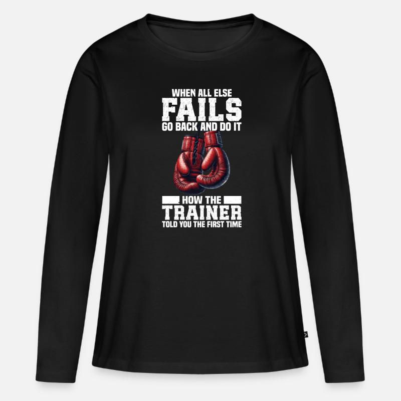 Boxer boxing - Frauen Premium Bio Langarmshirt - Schwarz