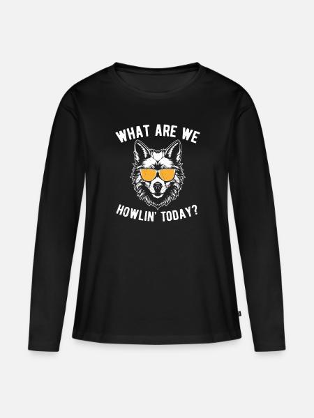 Wolves Funny Wolf - Frauen Premium Bio Langarmshirt - Schwarz