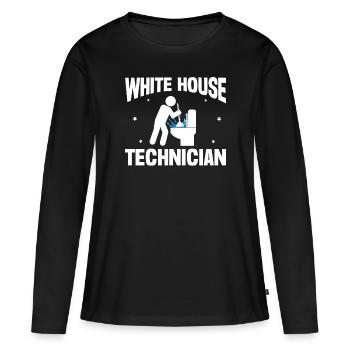Drôle de boucher les toilettes humour Hilarant - T-shirt manches longues Premium bio Femme - noir - Devant - Julia (174cm)