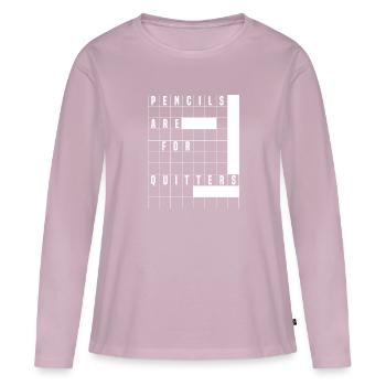 Mots croisés - T-shirt manches longues Premium bio Femme - rose poudré - Devant - Julia (174cm)