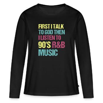 Artiste R&B des années 90 Drôle R and B - T-shirt manches longues Premium bio Femme - noir - Devant - Julia (174cm)